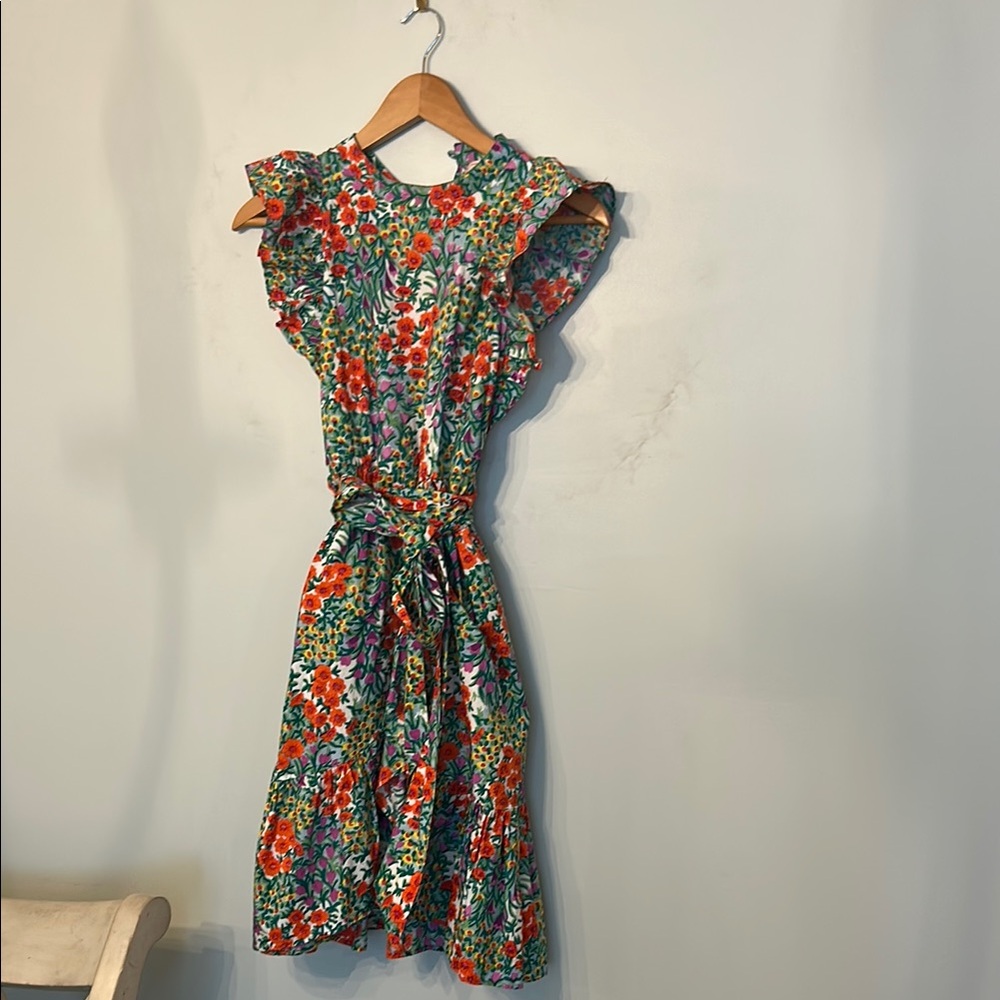 Banjanan Orange Red Flutter Sleeve Sundress